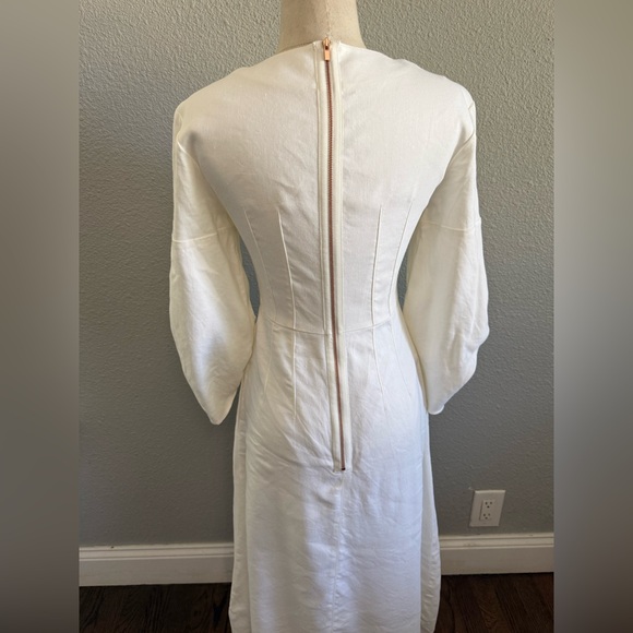 NWT Tibi Ivory Marta Corset Midi Dress Size 0 Linen‎ Blend - Picture 7 of 9